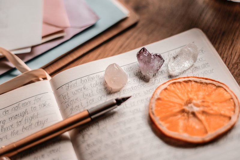 Diary of a writer with crystals.